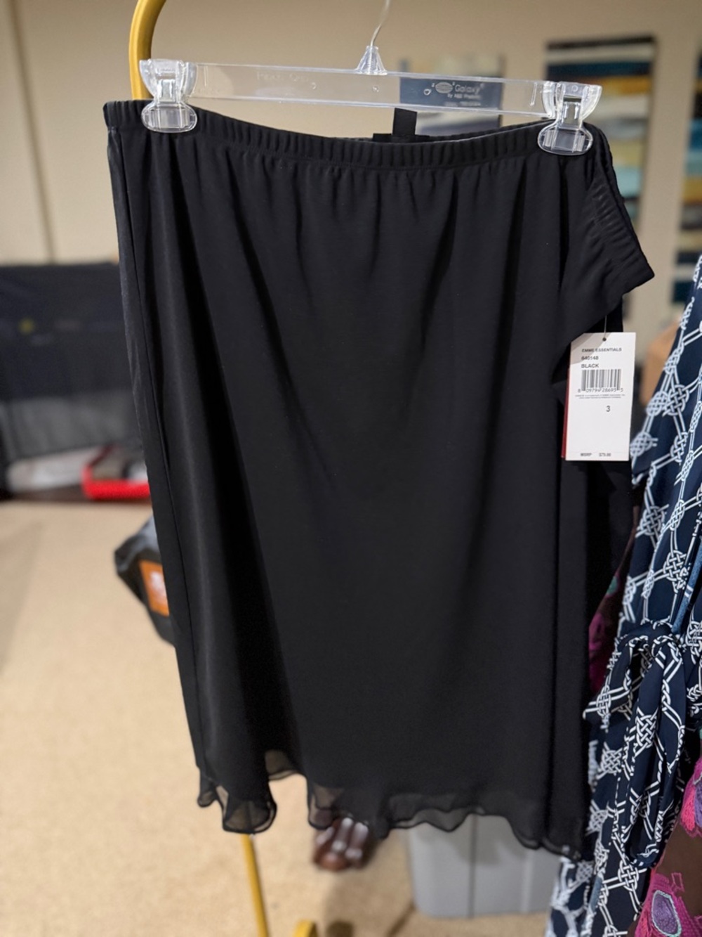 Classic Black Midi Skirt with Elastic Waistband